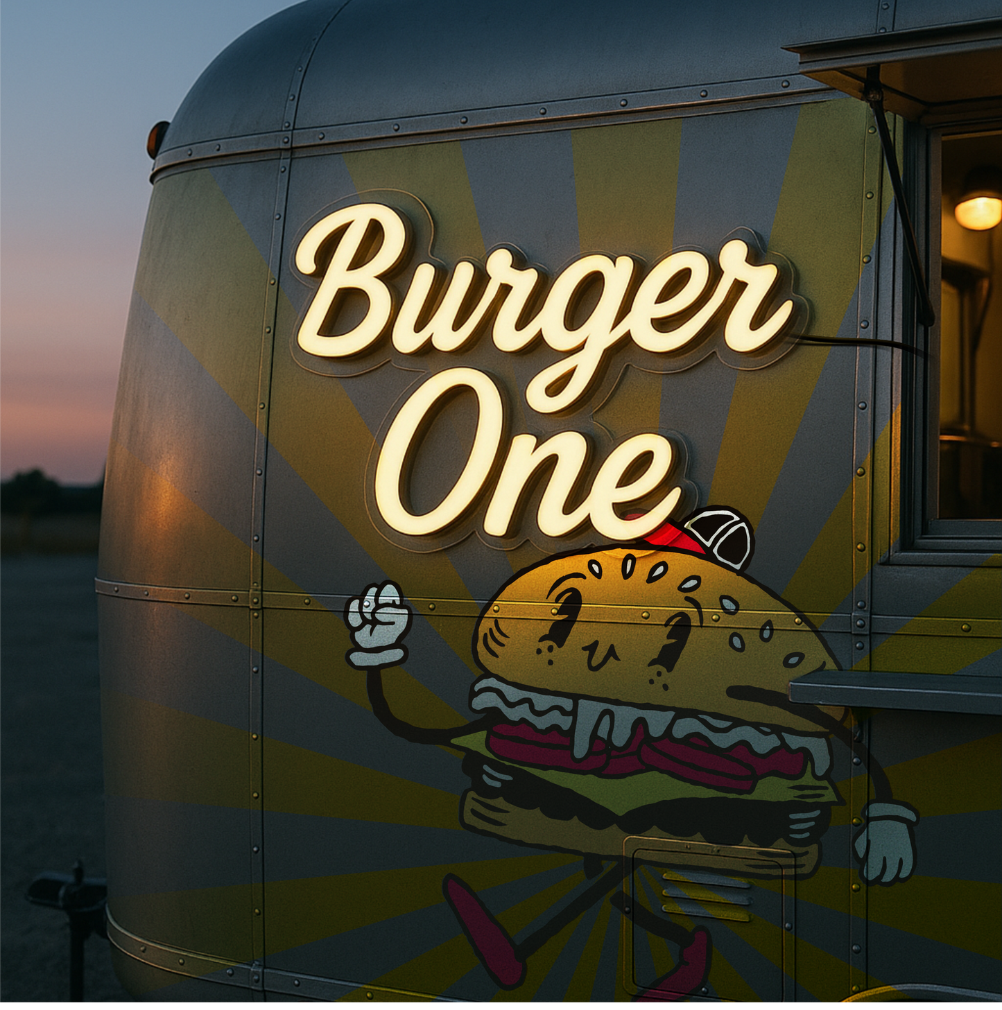 ILLUMINATED SIGN ON ACRYLIC FOR FOOD TRUCKS AND EVENTS