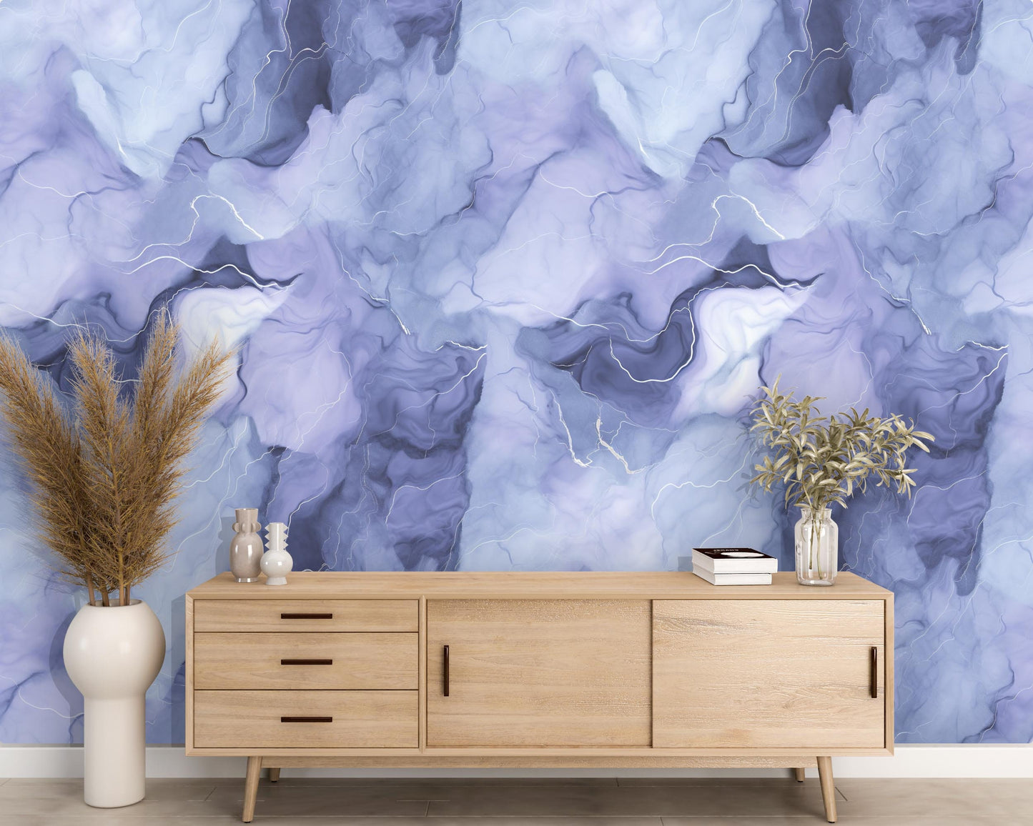 Removable Wallpaper, Light Blue, Purple Marble - Peel & Stick, Reusable, Self Adhesive, 26" Fixed Panels, Easy Install, Room Decor Seamless