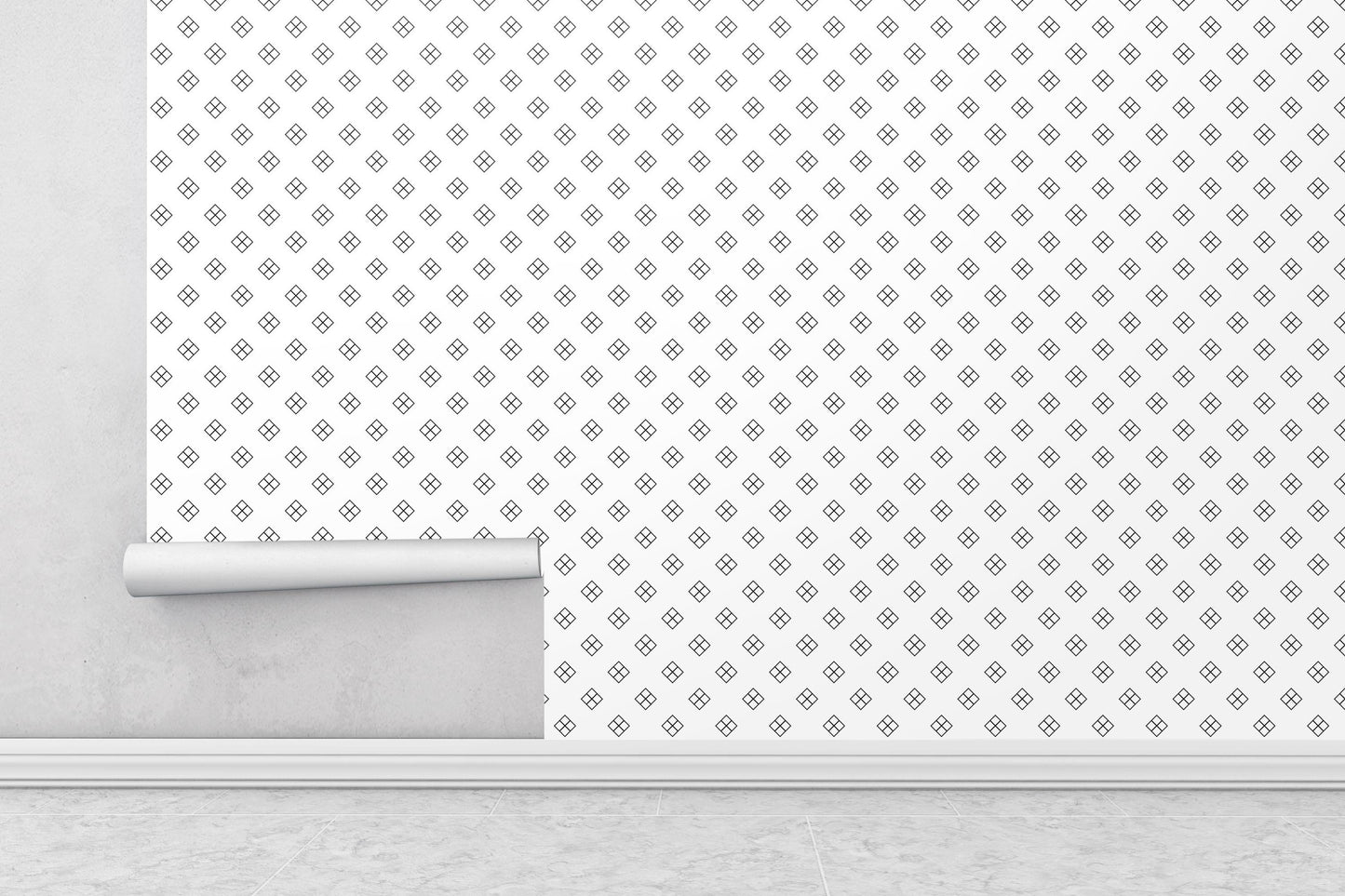 Removable Wallpaper, Black and White Cube Pattern - Peel & Stick, Reusable, Self Adhesive, 26 Inch Fixed Panels, Easy Install, Seamless