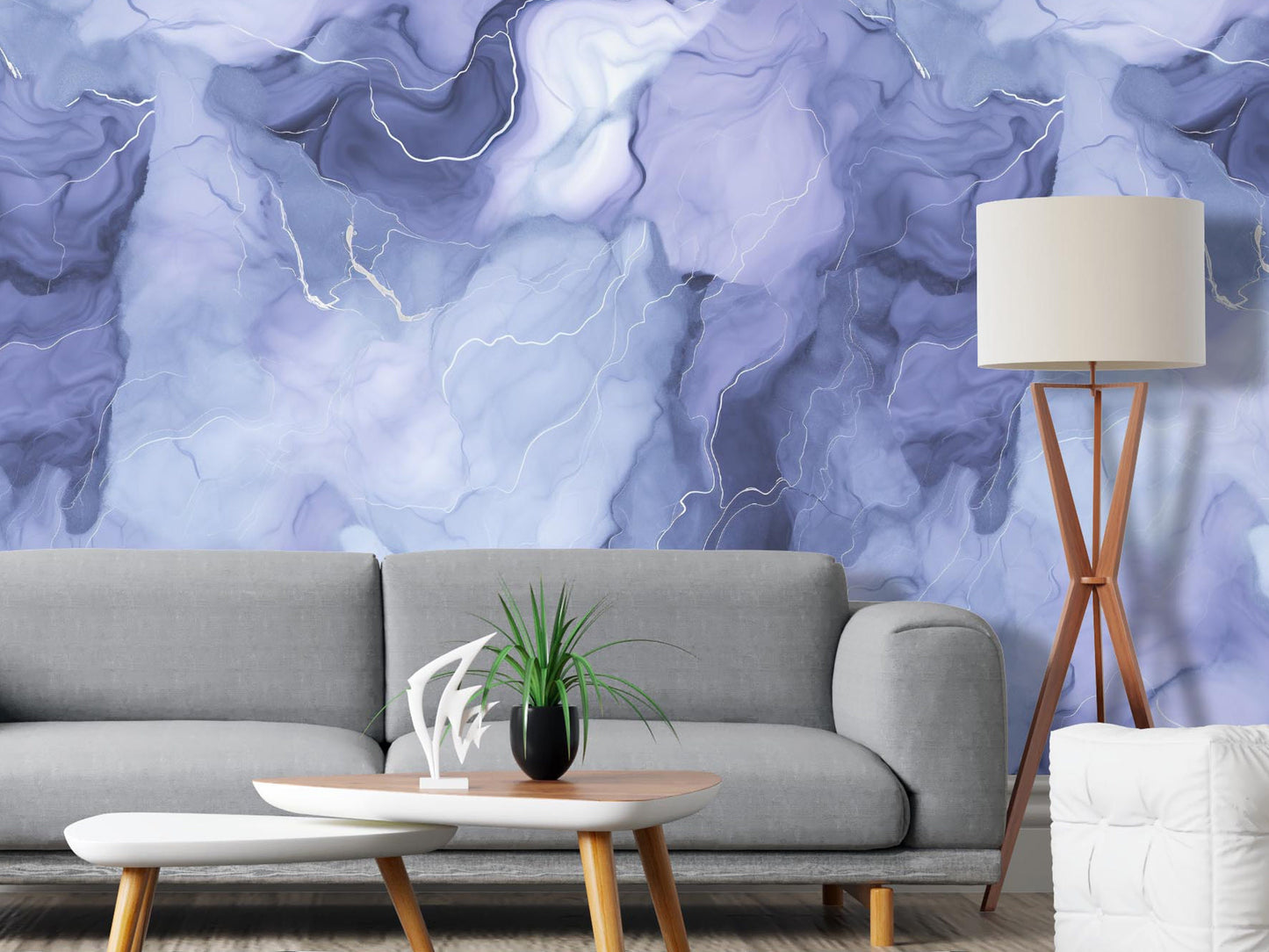 Removable Wallpaper, Light Blue, Purple Marble - Peel & Stick, Reusable, Self Adhesive, 26" Fixed Panels, Easy Install, Room Decor Seamless
