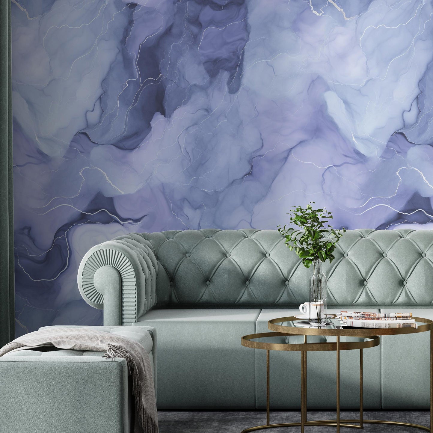 Removable Wallpaper, Light Blue, Purple Marble - Peel & Stick, Reusable, Self Adhesive, 26" Fixed Panels, Easy Install, Room Decor Seamless
