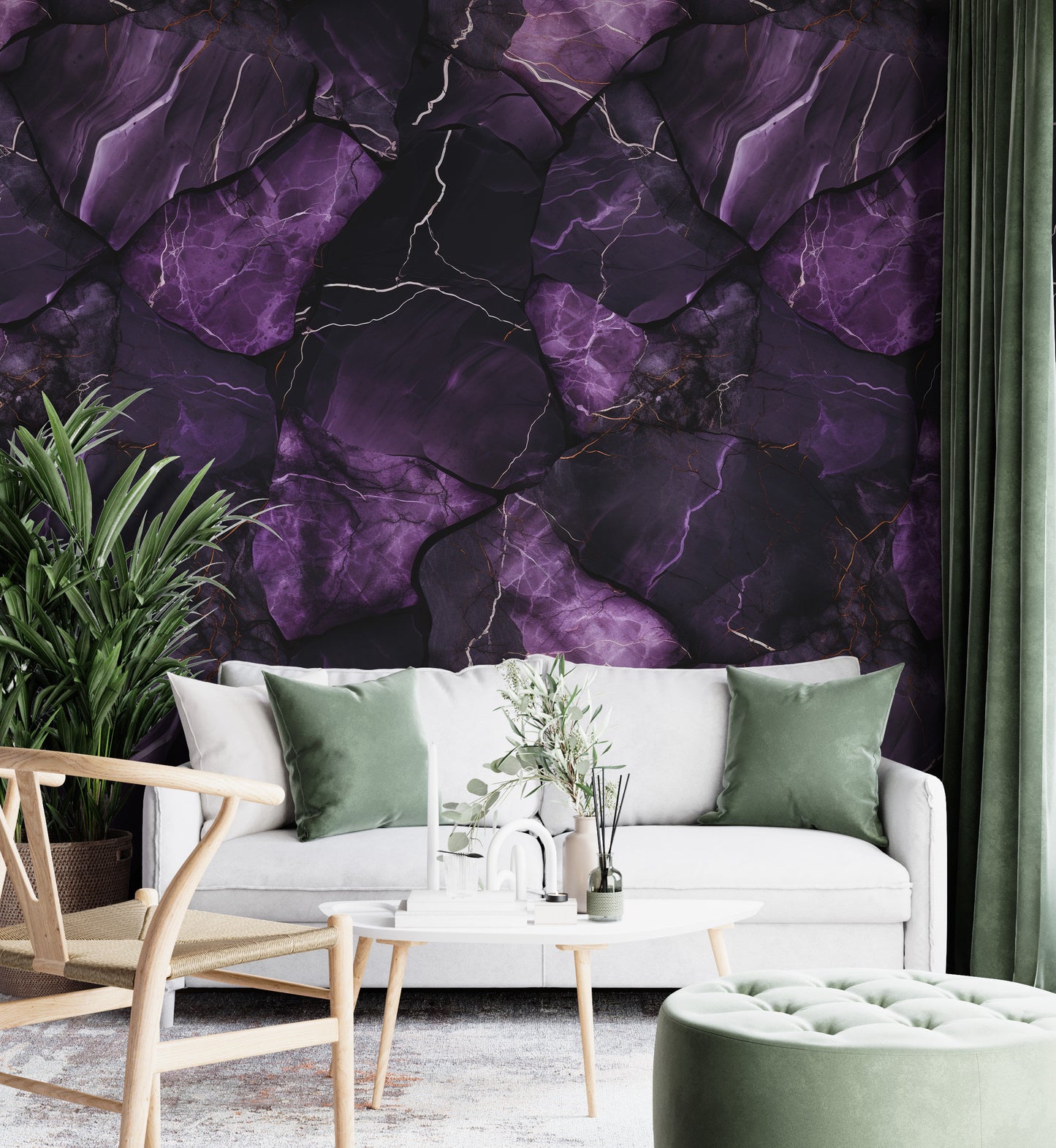 Removable Wallpaper, Black and Dark Purple Marble - Peel & Stick, Reusable, Home Decor Self Adhesive, 26" Panels, Easy Install, Seamless