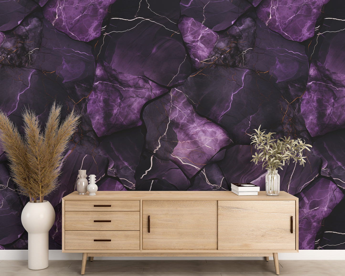 Removable Wallpaper, Black and Dark Purple Marble - Peel & Stick, Reusable, Home Decor Self Adhesive, 26" Panels, Easy Install, Seamless