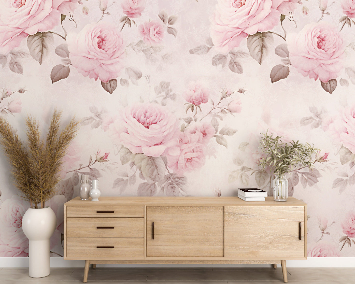 Removable Wallpaper, Floral Pink Beautiful Flower Design - Peel & Stick, Reusable, Self Adhesive, 26" Panels, Easy Install, Seamless