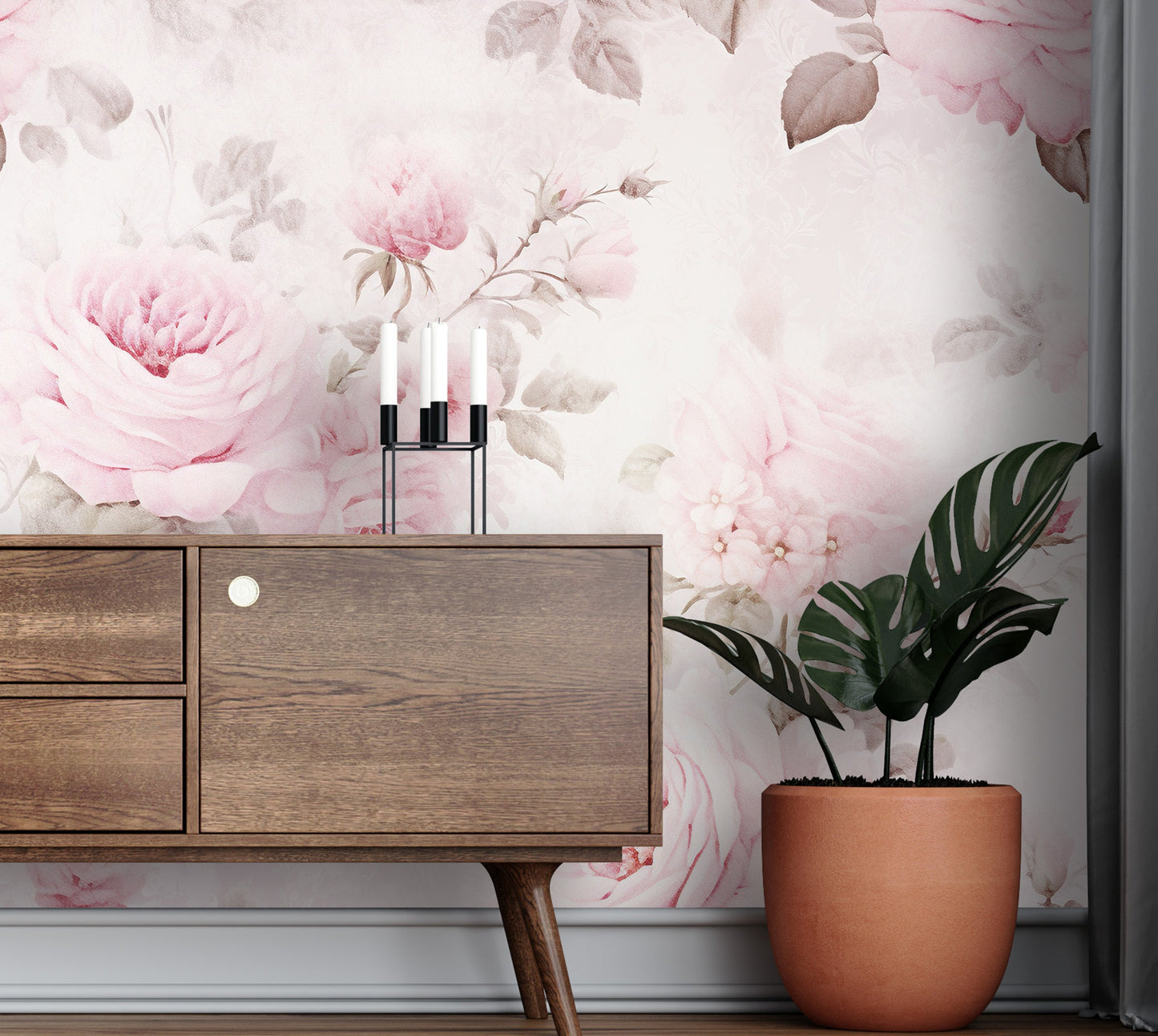 Removable Wallpaper, Floral Pink Beautiful Flower Design - Peel & Stick, Reusable, Self Adhesive, 26" Panels, Easy Install, Seamless