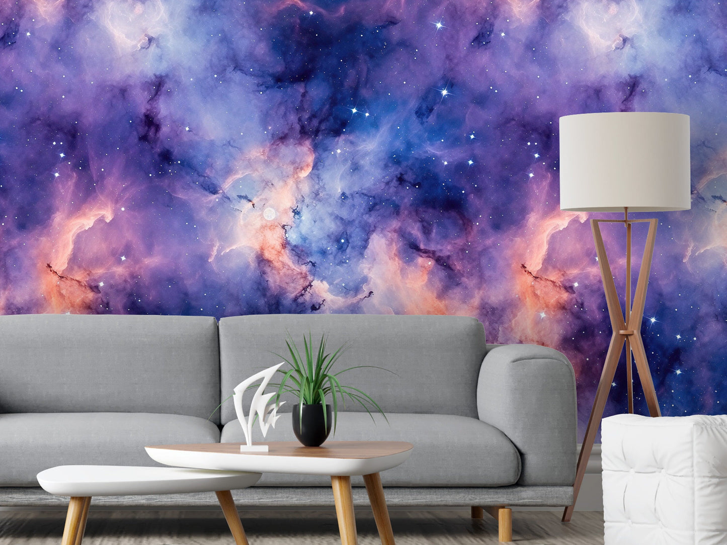 Removable Wallpaper, Blue and Pink Beautiful Galaxy Design - Peel & Stick, Reusable, Self Adhesive, 26" Panels, Easy Install, Seamless - Vaha Visuals