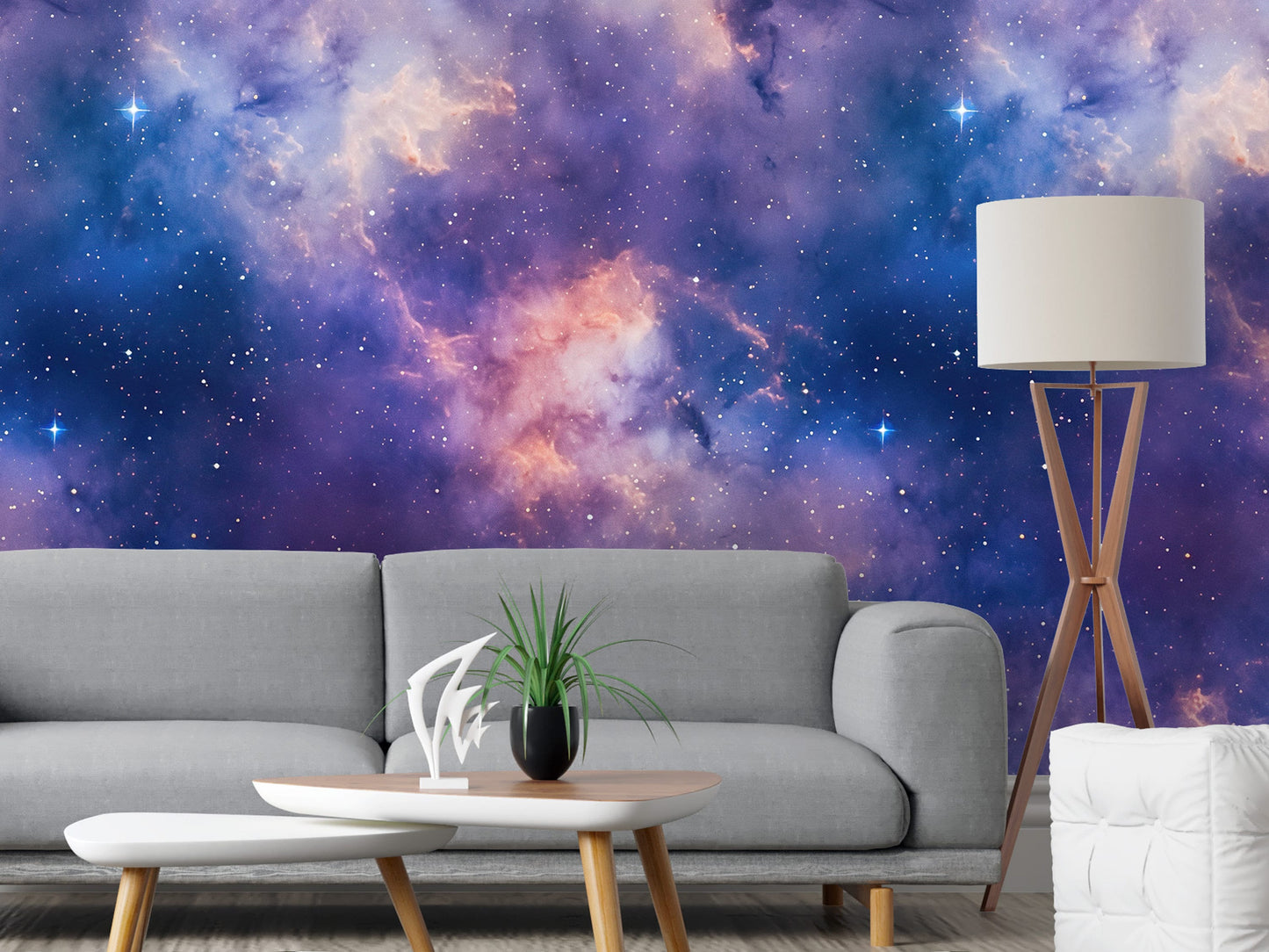 Removable Wallpaper, Dark Blue Galaxy Design - Peel & Stick, Reusable, Self Adhesive, 26" Panels, Easy Install, Seamless - Vaha Visuals