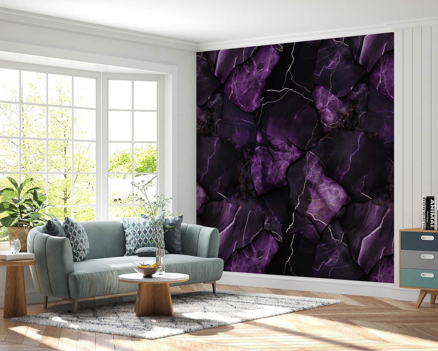 Removable Wallpaper, Black and Dark Purple Marble - Peel & Stick, Reusable, Home Decor Self Adhesive, 26" Panels, Easy Install, Seamless