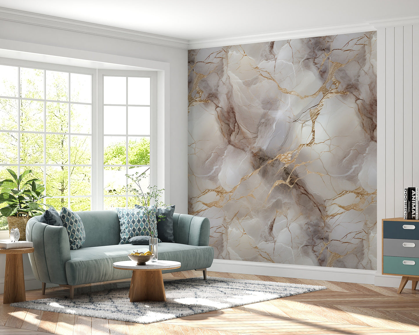 Removable Wallpaper, Beautiful Shiny White Marble Design - Peel & Stick, Reusable, Self Adhesive, 26" Panels, Easy Install, Seamless