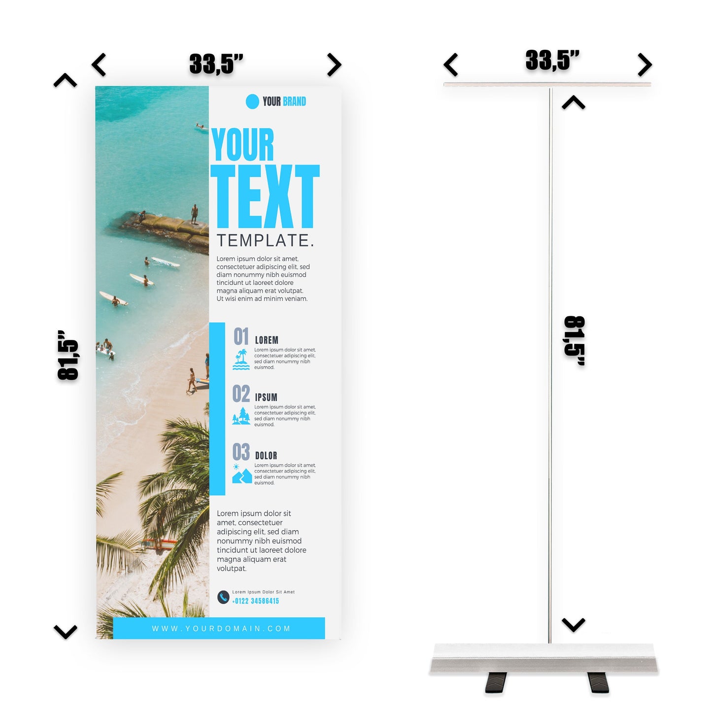 Retractable Banner Stand - P.O.P. Roll Up Banner Display - 81.5" X 33.5" - Banner Sign - Send Message For Custom Order