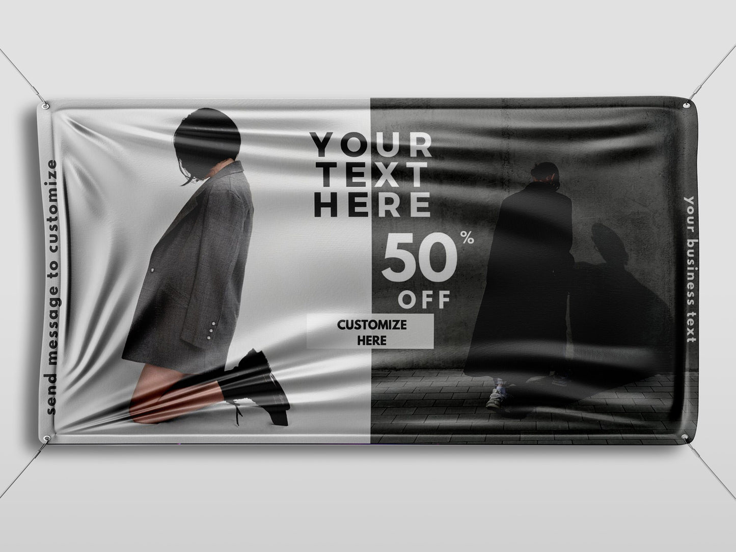 Custom Banner Display, Polyester/Vinyl - Personalized Advertising Sign - Indoor/Outdoor - Image/Logo/Text - Heavy Duty, Building Banner