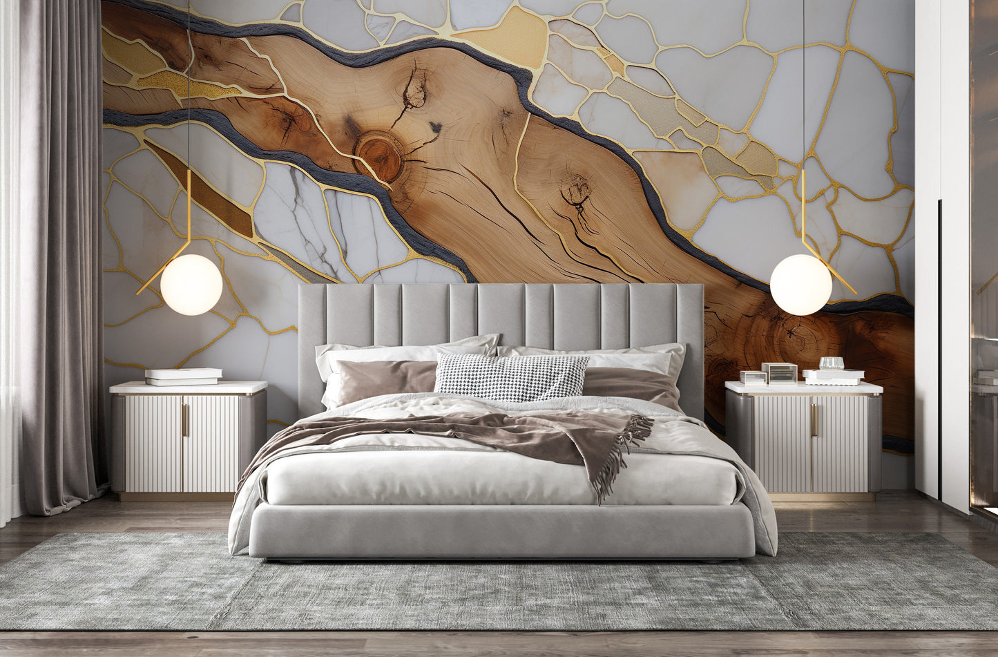 Removable Wallpaper, Custom Wall Size, Wall Decor, Tree, Natural, Peel & Stick Wall Mural, 24/48" Panel Cut, Reusable, Self Adhesive