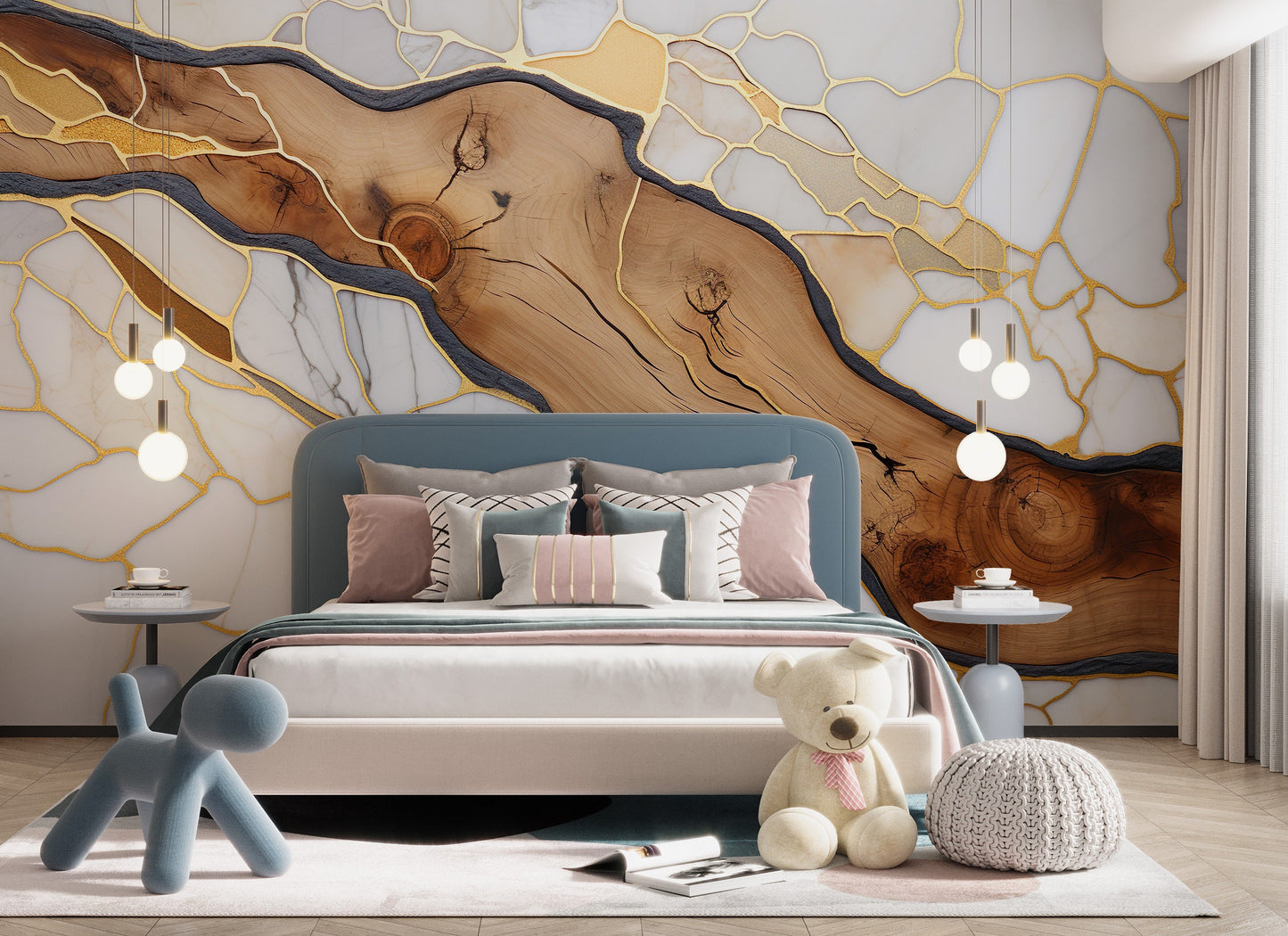 Removable Wallpaper, Custom Wall Size, Wall Decor, Tree, Natural, Peel & Stick Wall Mural, 24/48" Panel Cut, Reusable, Self Adhesive
