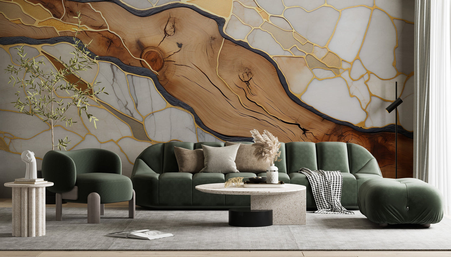 Removable Wallpaper, Custom Wall Size, Wall Decor, Tree, Natural, Peel & Stick Wall Mural, 24/48" Panel Cut, Reusable, Self Adhesive