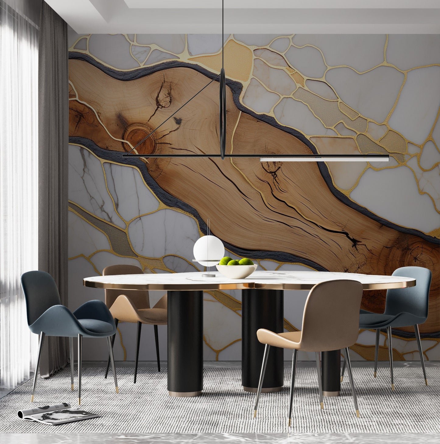 Removable Wallpaper, Custom Wall Size, Wall Decor, Tree, Natural, Peel & Stick Wall Mural, 24/48" Panel Cut, Reusable, Self Adhesive
