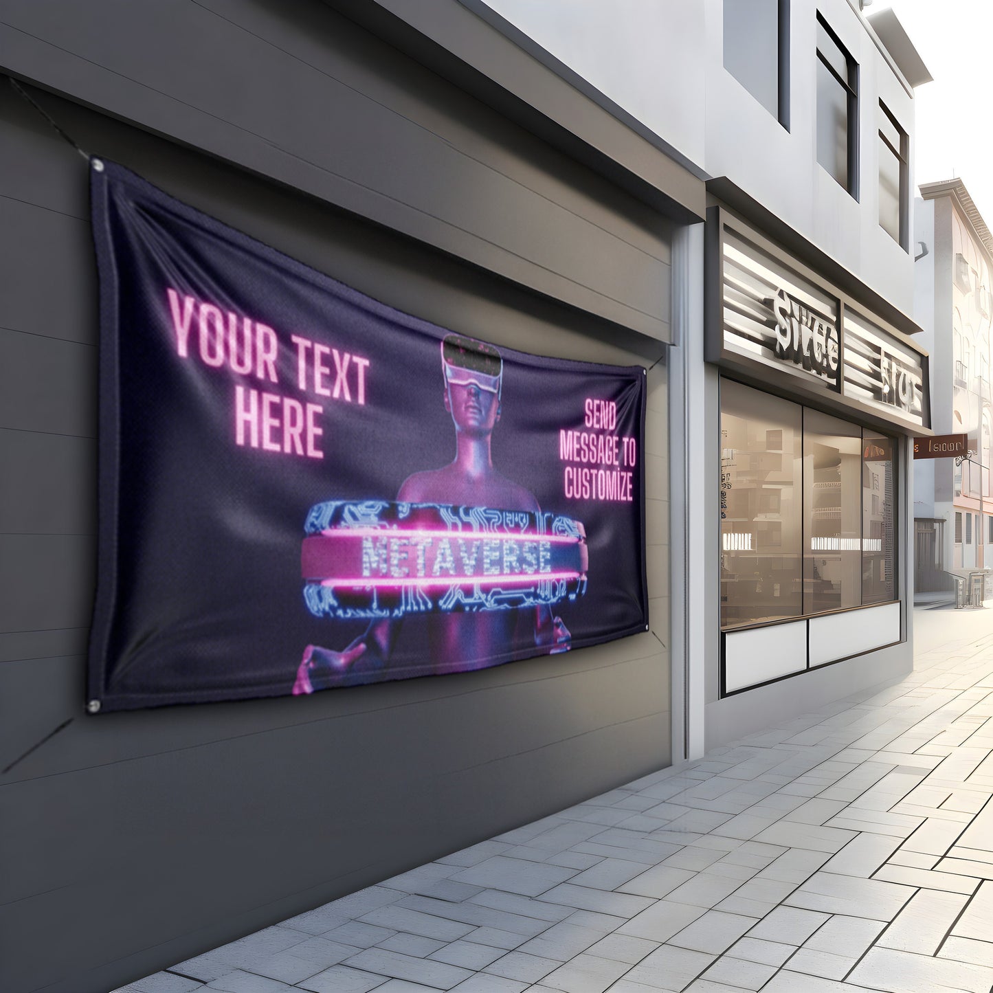 Custom Banner Display, Polyester/Vinyl - Personalized Advertising Sign - Indoor/Outdoor - Image/Logo/Text - Heavy Duty, Building Banner