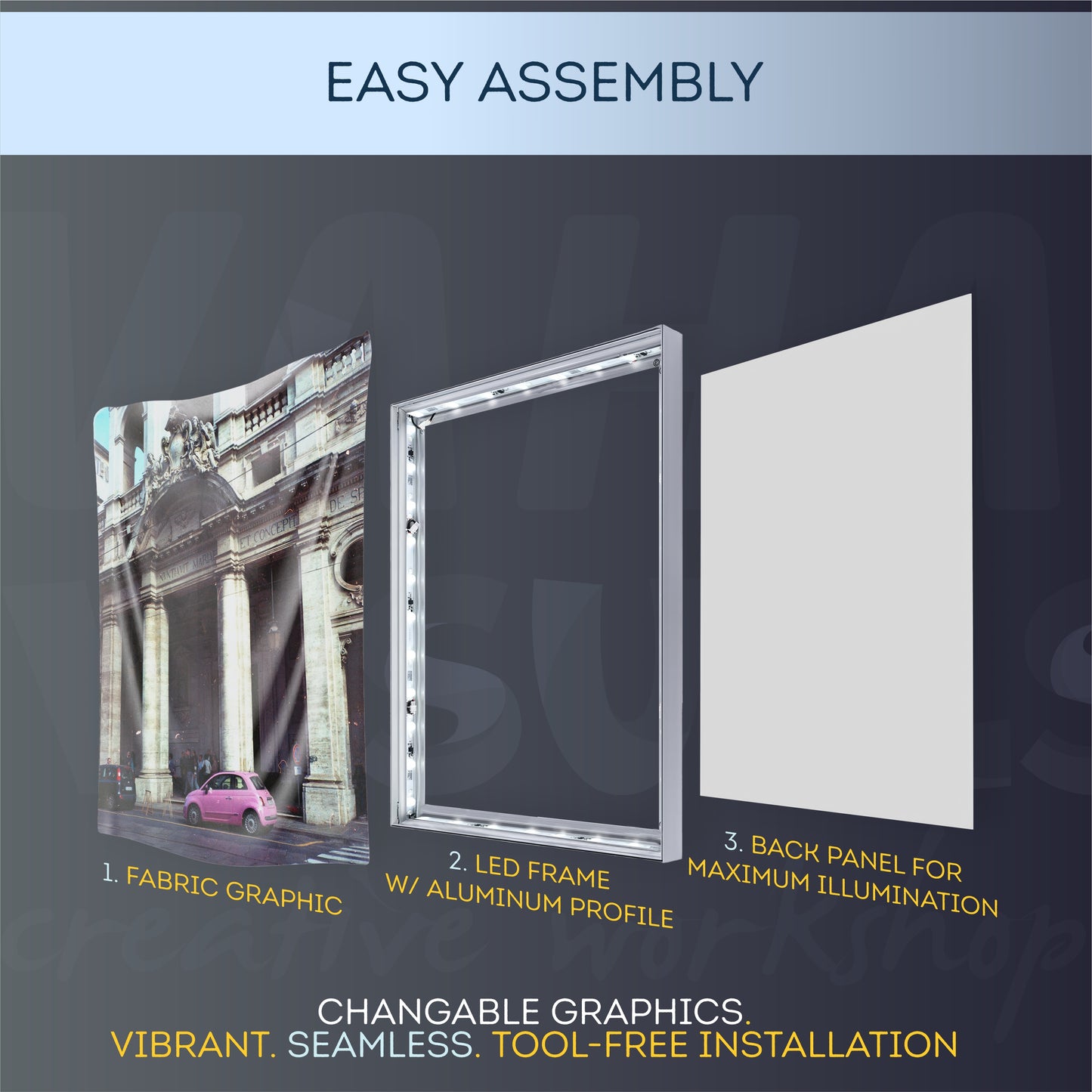 SEG Light Box Sign - Changeable UV Printed Fabric Display for Events & more