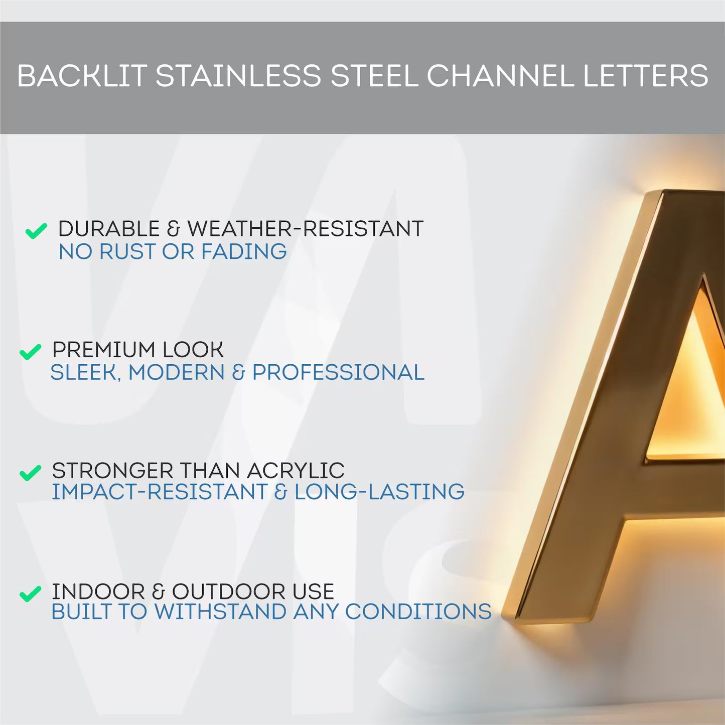 BACKLIT STAINLESS STEEL LETTERS