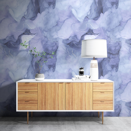Removable Wallpaper, Light Blue, Purple Marble - Peel & Stick, Reusable, Self Adhesive, 26" Fixed Panels, Easy Install, Room Decor  Seamless