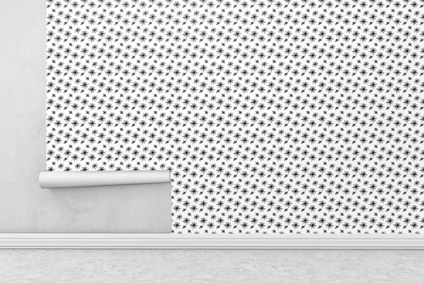 Removable Wallpaper, Black and White Shape Style -  Peel & Stick, Reusable, Self Adhesive, 26 Inch Fixed Panels Easy Install, Seamless