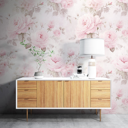 Removable Wallpaper, Floral Pink Beautiful Flower Design - Peel & Stick, Reusable, Self Adhesive, 26" Panels, Easy Install, Seamless
