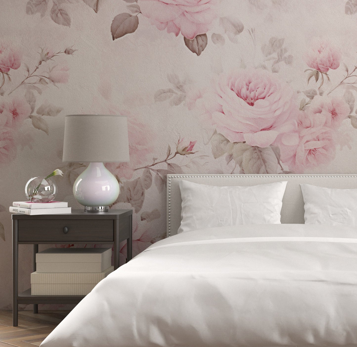 Removable Wallpaper, Floral Pink Beautiful Flower Design - Peel & Stick, Reusable, Self Adhesive, 26" Panels, Easy Install, Seamless