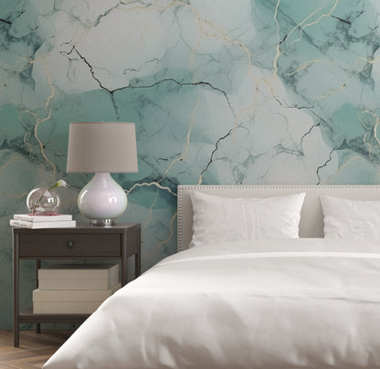 Removable Wallpaper, Sea Green Beautiful Marble - Peel & Stick, Reusable, Self Adhesive, 26" Panels, Easy Install, Seamless