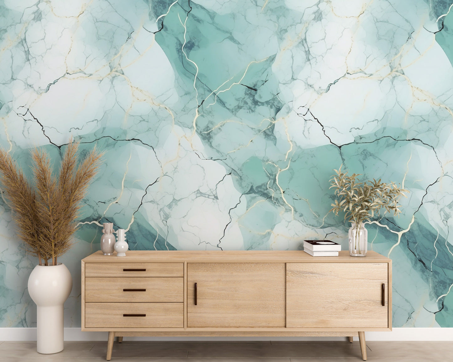 Removable Wallpaper, Sea Green Beautiful Marble - Peel & Stick, Reusable, Self Adhesive, 26" Panels, Easy Install, Seamless