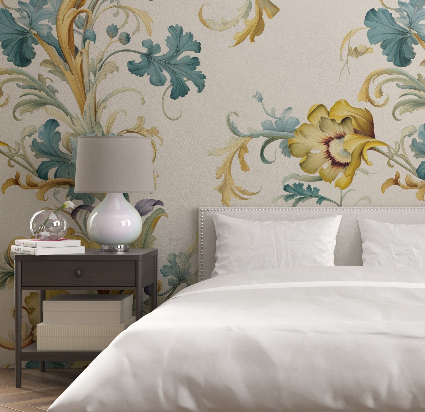 Floral Colorful Design Removable Wallpaper - Peel & Stick, Reusable, Self Adhesive, 26" Panels, Easy Install, Seamless