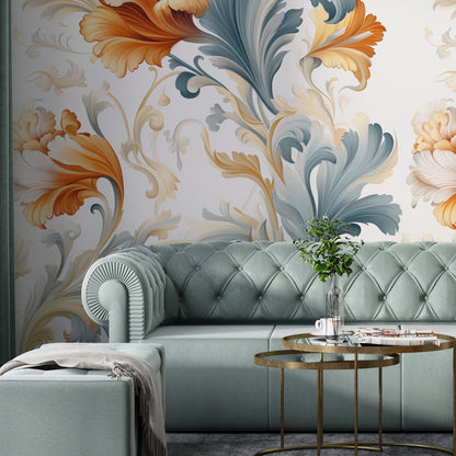 Removable Wallpaper, Cute Floral Orange Flower - Peel & Stick, Reusable, Self Adhesive, 26" Panels, Easy Install, Seamless