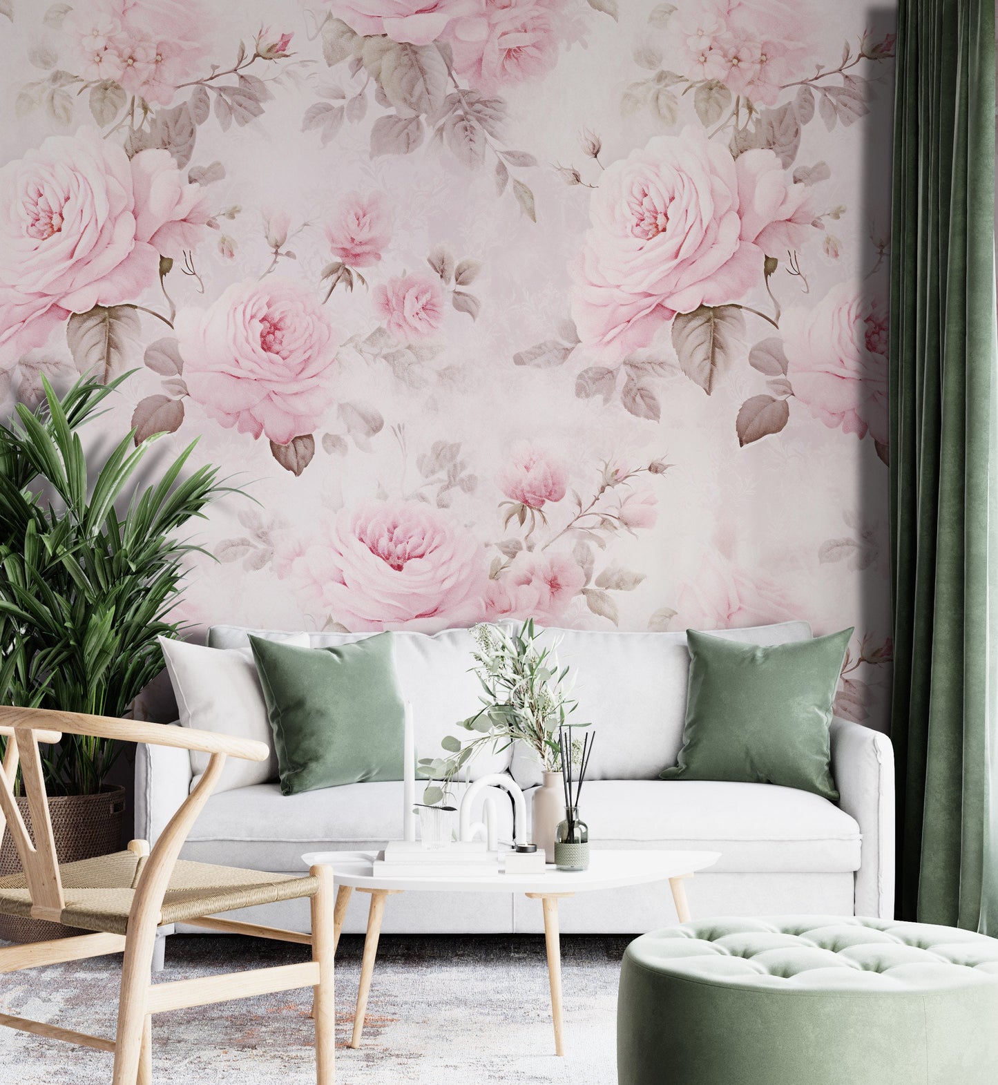 Removable Wallpaper, Floral Pink Beautiful Flower Design - Peel & Stick, Reusable, Self Adhesive, 26" Panels, Easy Install, Seamless
