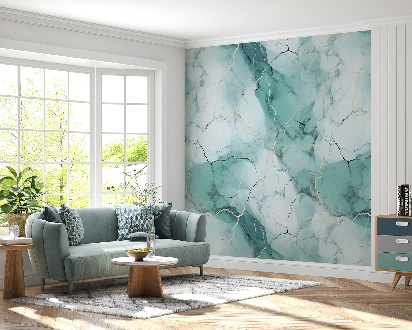Removable Wallpaper, Sea Green Beautiful Marble - Peel & Stick, Reusable, Self Adhesive, 26" Panels, Easy Install, Seamless