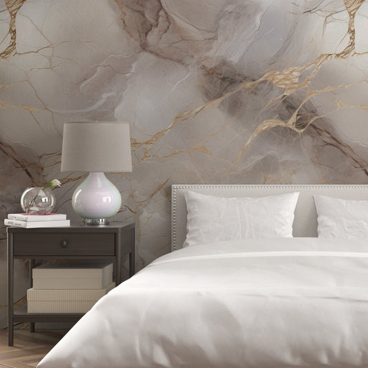 Removable Wallpaper, Beautiful Shiny White Marble Design - Peel & Stick, Reusable, Self Adhesive, 26" Panels, Easy Install, Seamless