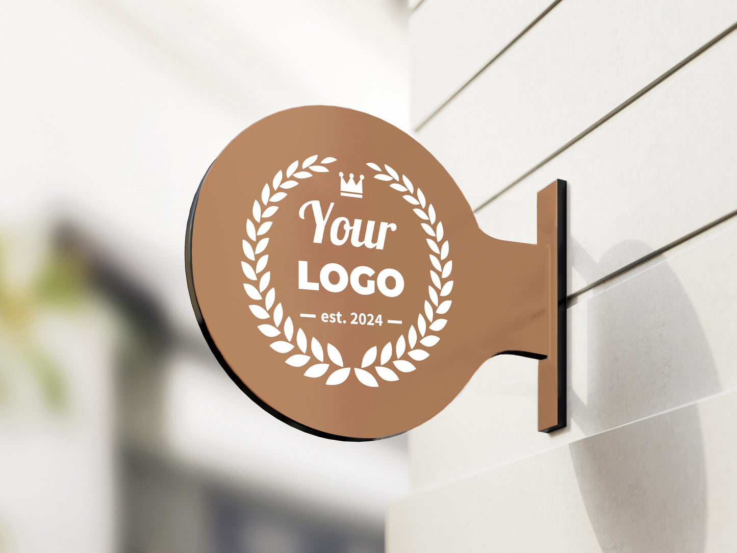 Custom Brown Round Sign, Personalized Logo Printed Round Blade Sign, Custom Sign Wall Art, Indoor Outdoor sign, Boutique Sign & Brown Sign